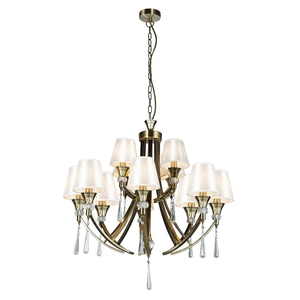Sophia 12 Light Crystal Ceiling Light Antique Brass